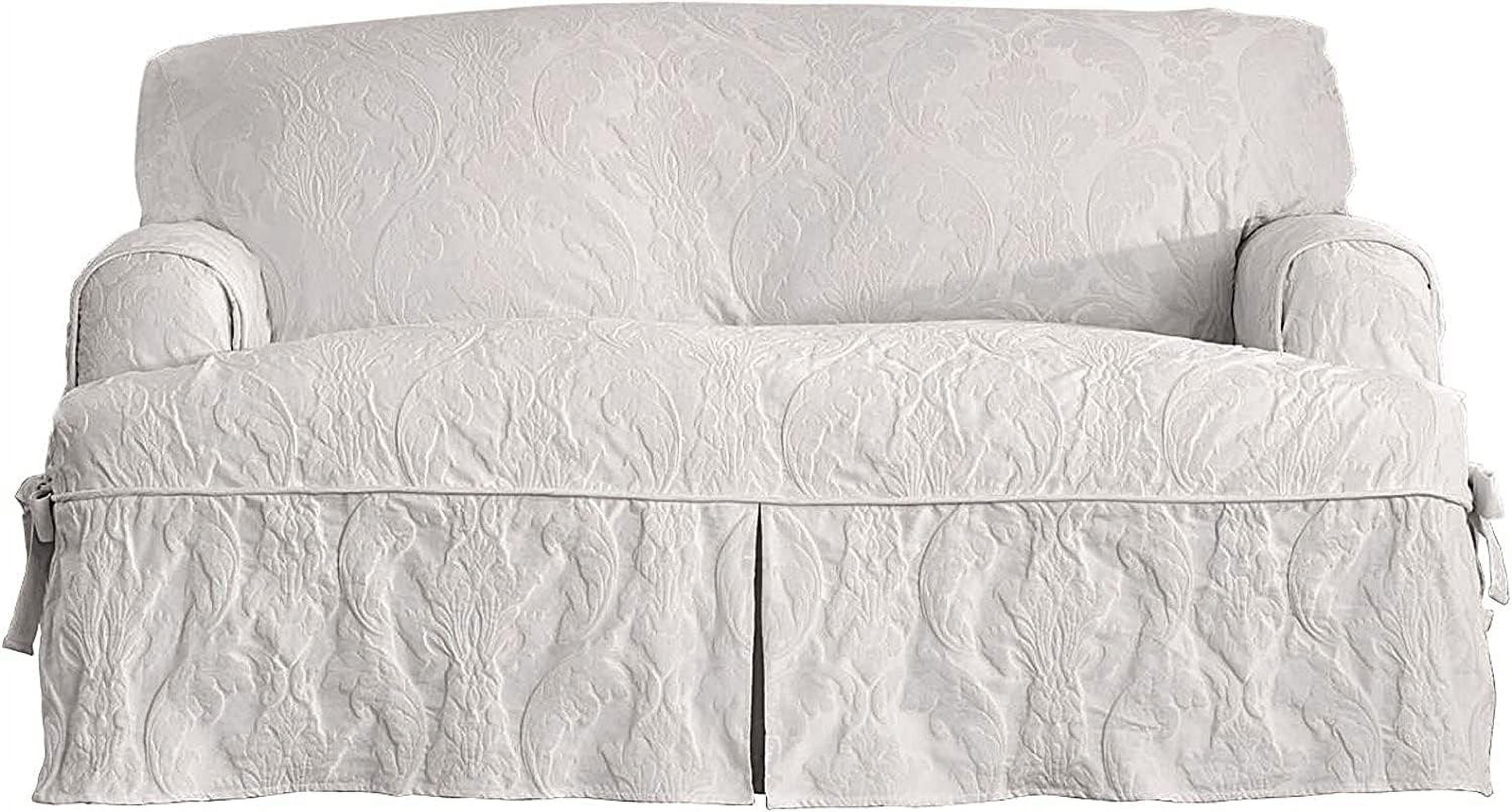 White T-Cushion Sofa Slipcover C3261
