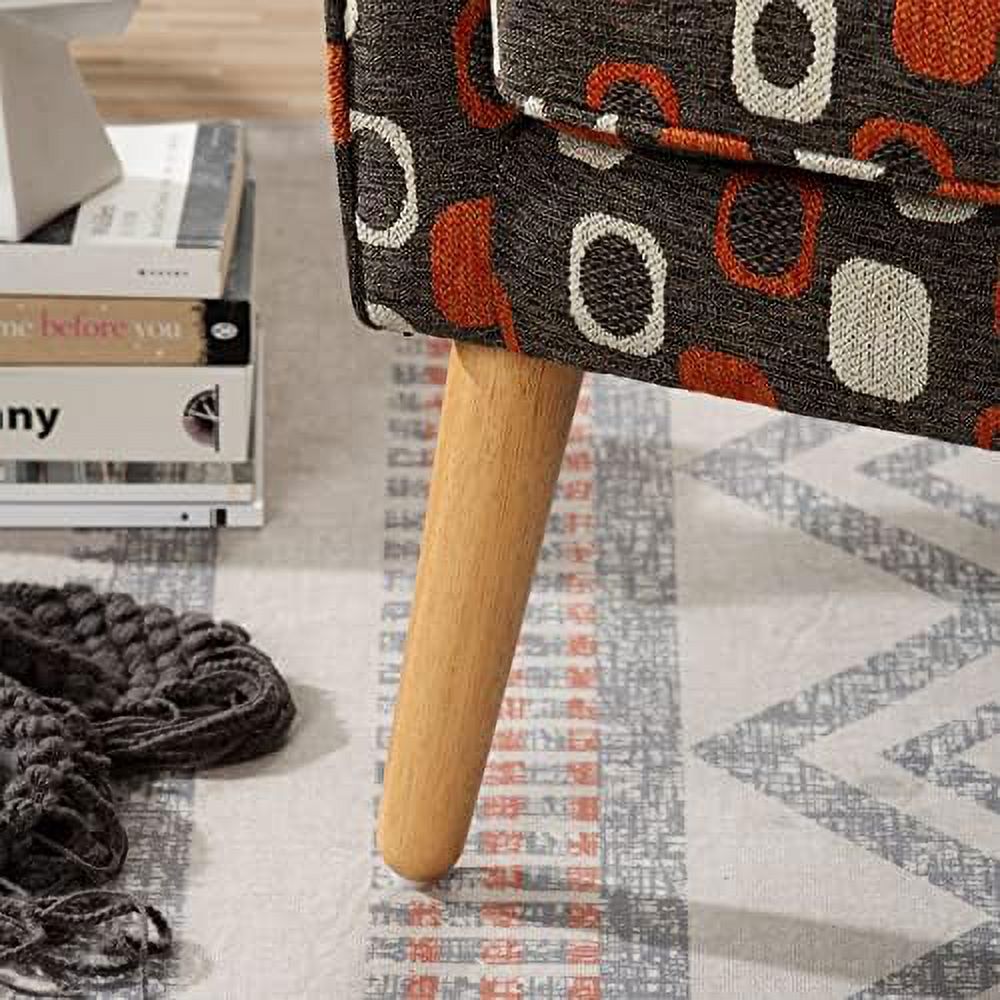 Grey Pattern Linen Fabric Accent Chair I786