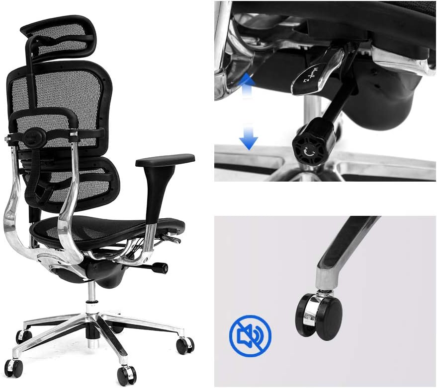 Black Mesh High Back Office Chair with Headrest and Lumbar Support S1147