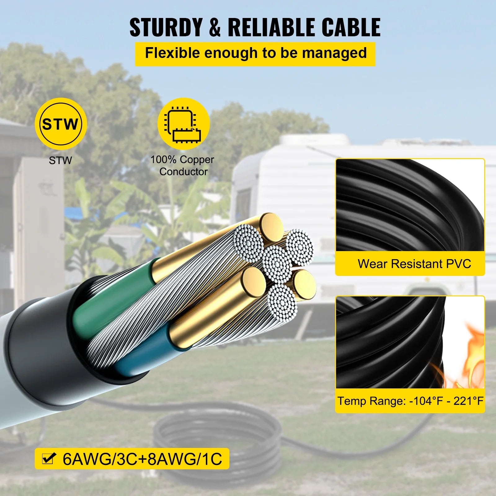 25FT Generator Power Cord 50-Amp 125/250-volt 14-50P to CS6364 Locking Connector Q6403