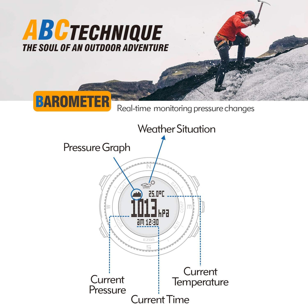 Digital Watch Altimeter Barometer Compass Outdoor Hiking Watch H620859