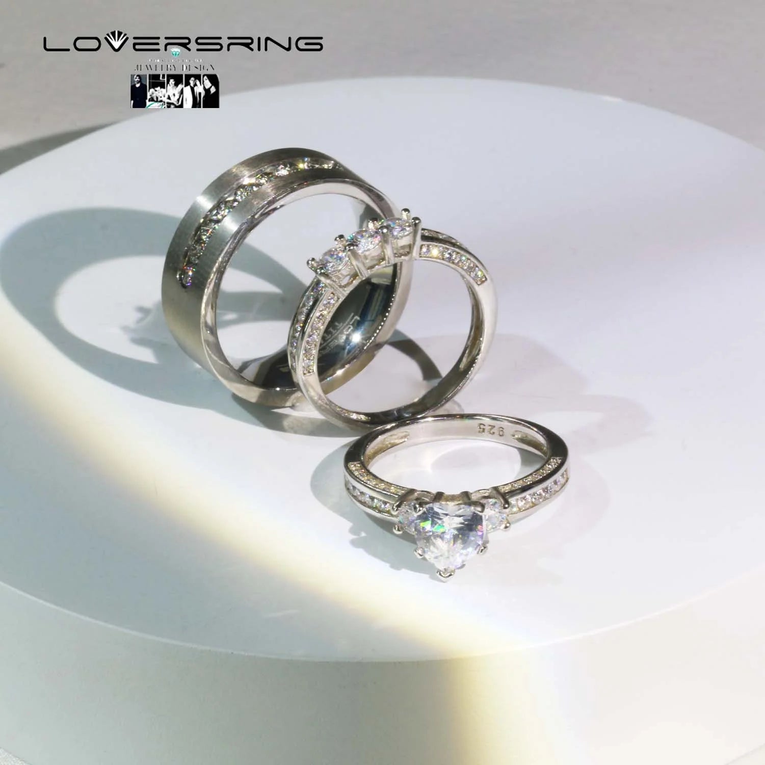 Sterling Silver Diamond Wedding Ring Set O55903