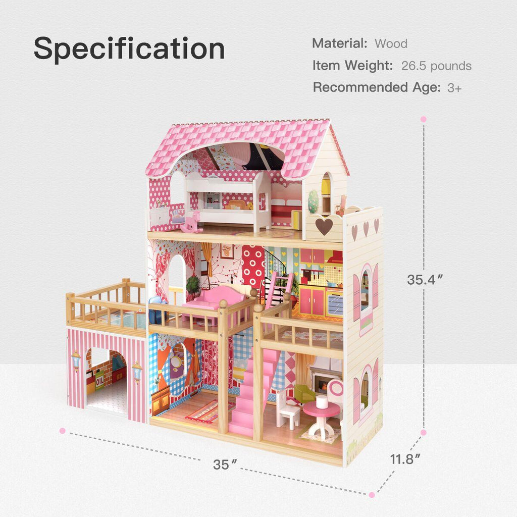 Dollhouse Toy Family House with 7 pcs Furniture L297