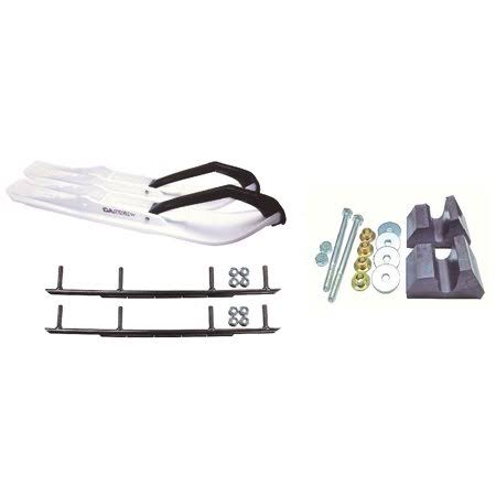 White Snowmobile Skis with 10 inch Round Bars Complete Kit O170599