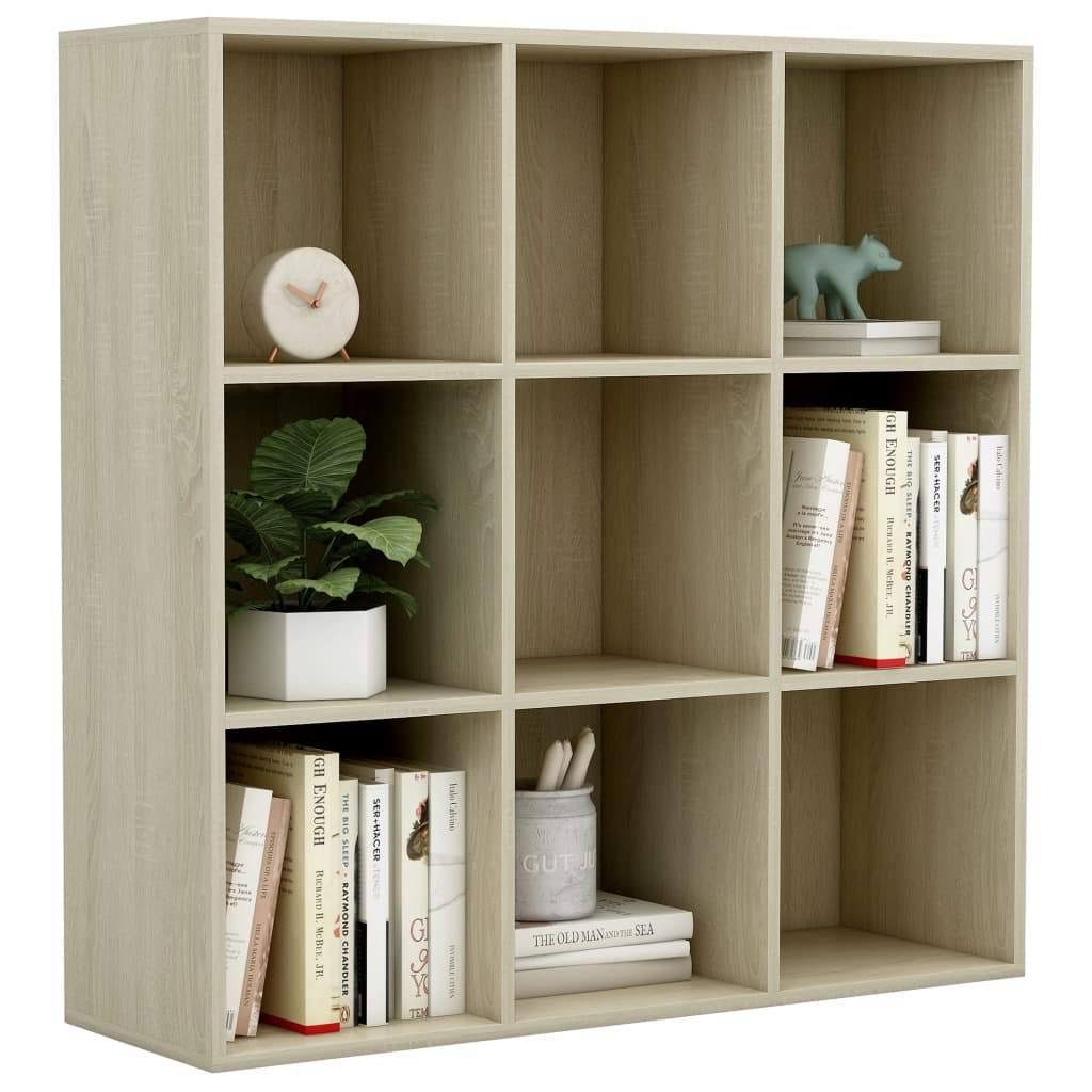 White and Sonoma Oak Chipboard Book Cabinet S51837