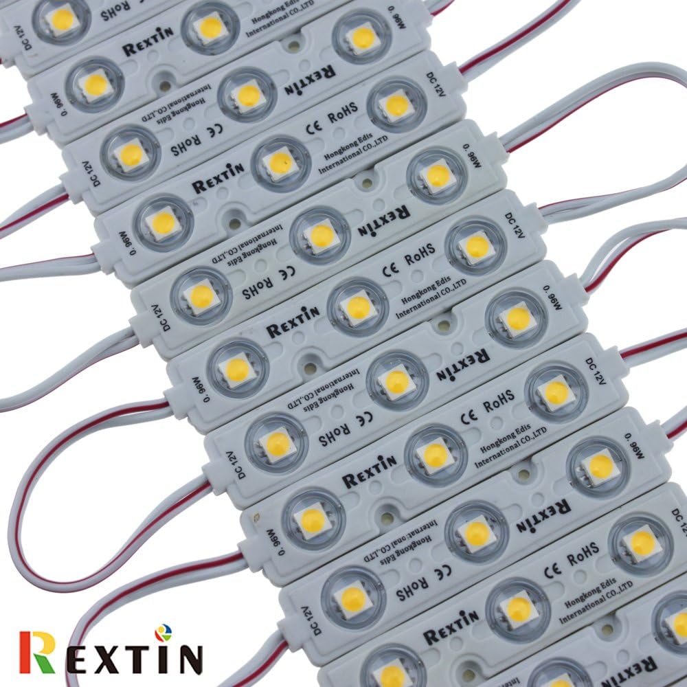 200pcs 3 LED Module White 5050 SMD Waterproof Decorative Light with Tape Adhesive Backside Pack of 2 Y50663