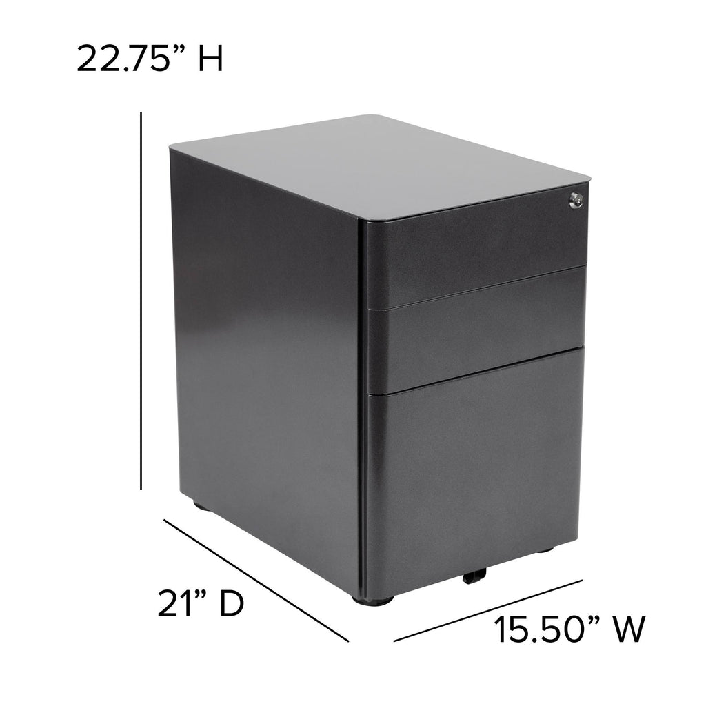 Black 3-Drawer Mobile Locking Filing Cabinet T382471