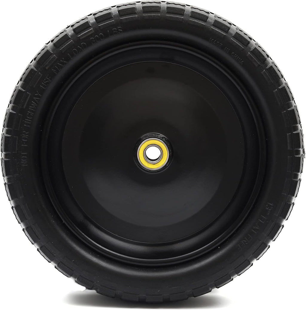 (2-Pack) 13" Solid Polyurethane Flat-Free Tire and Wheel Assemblies with 2.1" Hub M740198