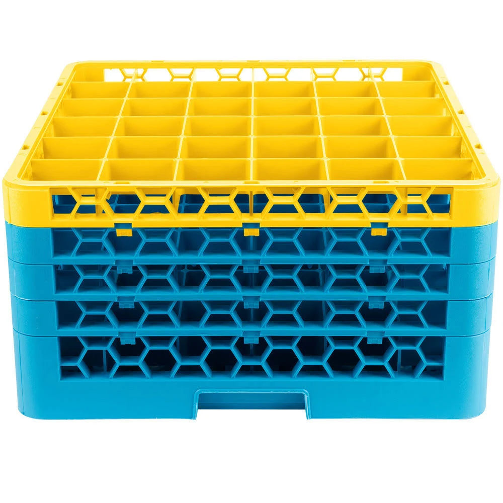 36 Compartment Yellow Glass Rack with 4 Extenders J380239