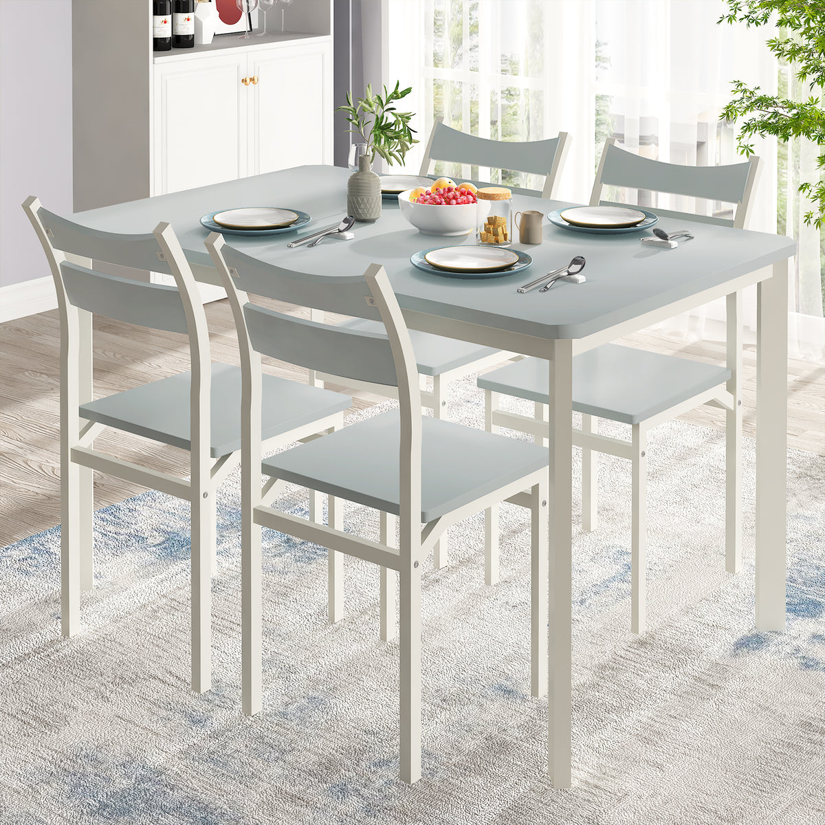 43.3 inch Gray Dining Table and Chair Set with 4 Chairs M852