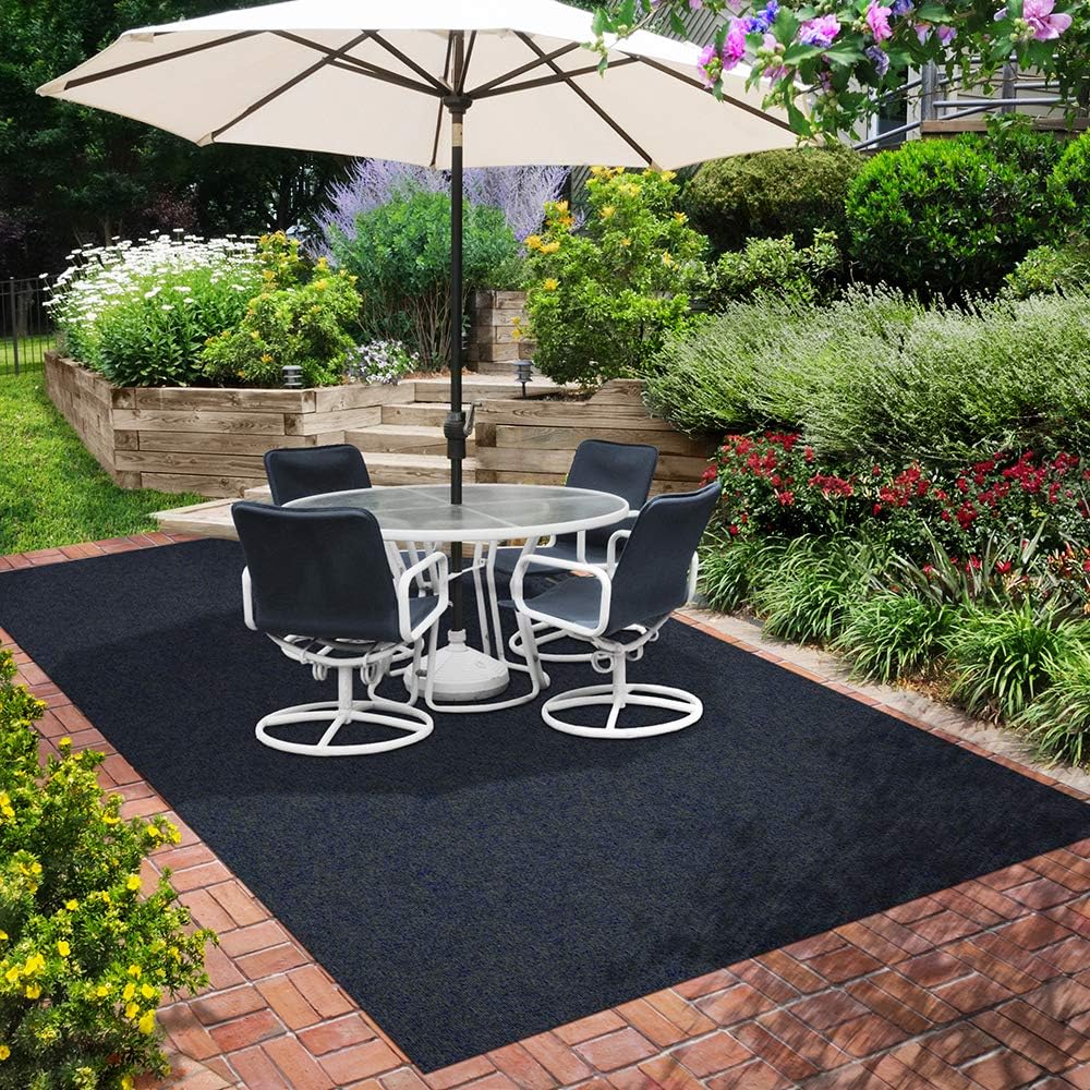 Indoor Outdoor Carpet with Rubber Marine Backing - Nautical Blue - 6 Feet x 10 Feet L21453