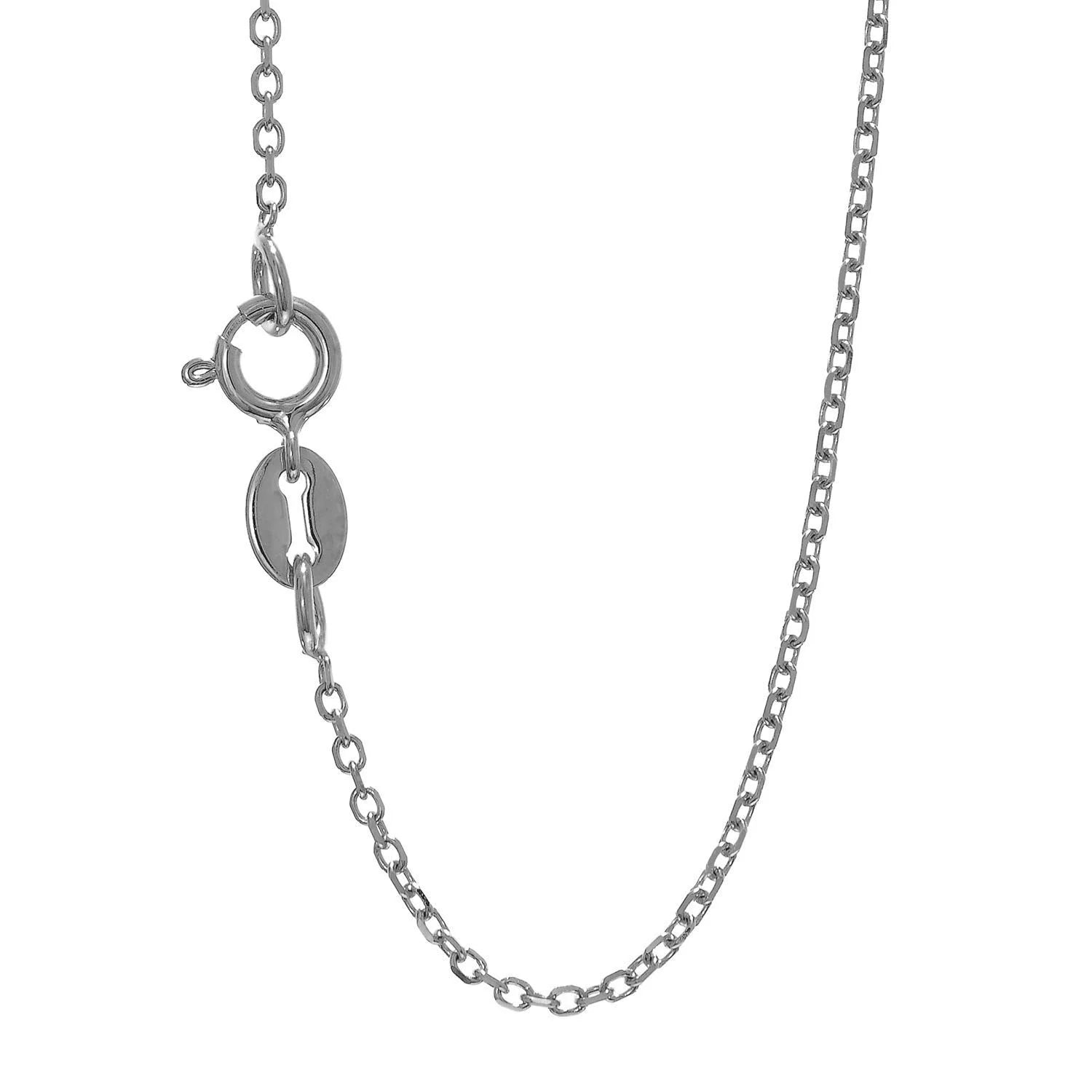 14k Solid White Gold Cable Chain Necklace, 13 Inches B591