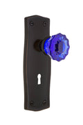 Crystal Cobalt Glass Door Knob in Timeless Bronze S9340