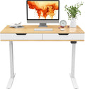 Espresso Cottage Oak Electric Standing Desk with Drawers Q651540