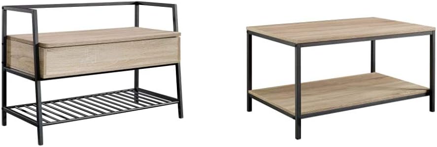 Storage Bench and Tall Bookcase, Charter Oak Finish I645035