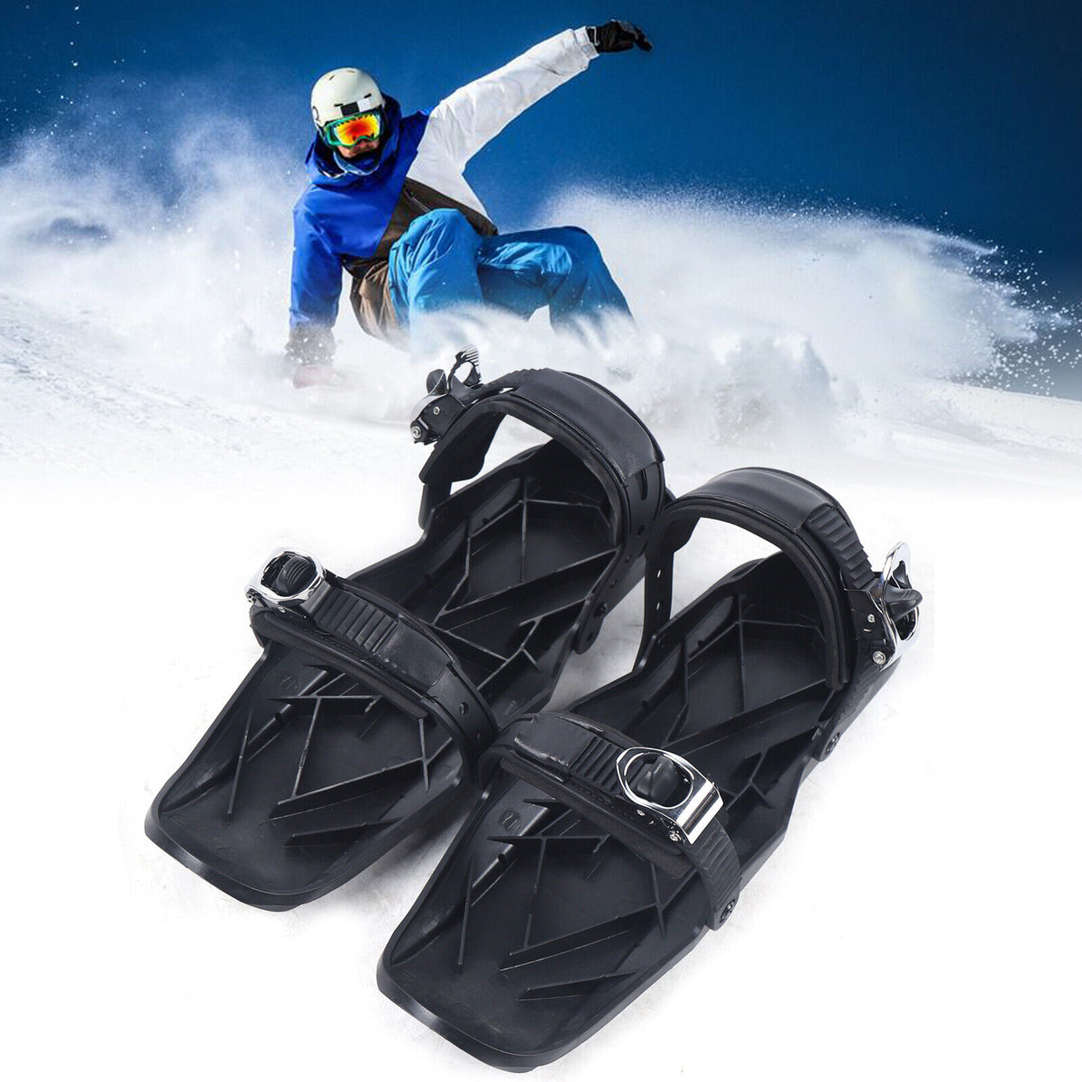 Black Mini Ski Boots Adjustable Bindings C906409