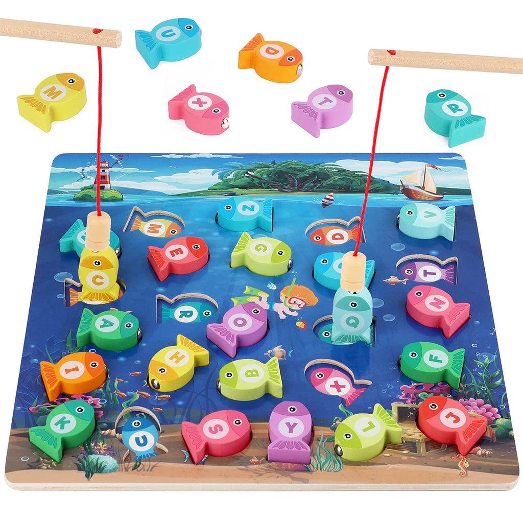 Magnetic Wooden Fishing Game Toy with Letters H26916