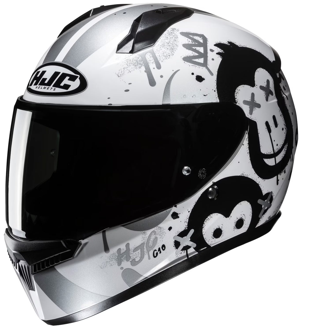 Black/White Youth Motorcycle Helmet XS O893