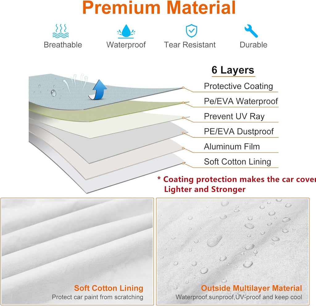 6 Layers Waterproof All Weather Car Cover with Zipper Door R3829