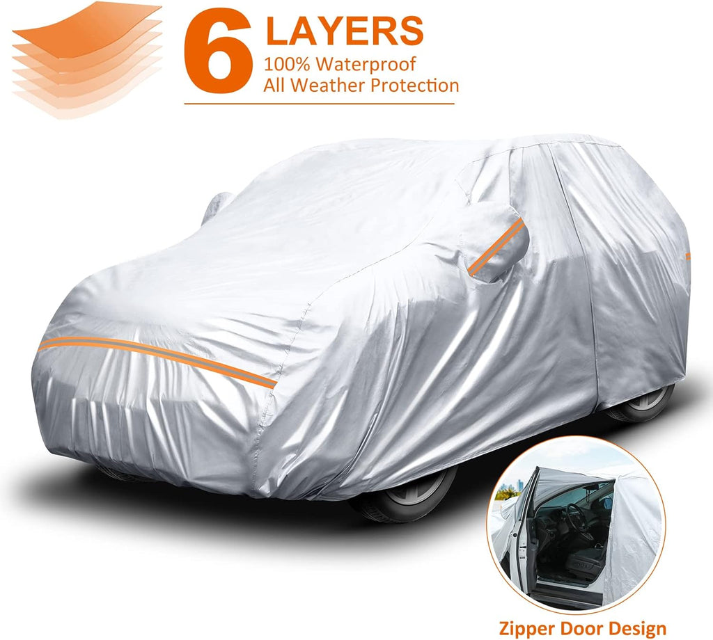 6 Layers Waterproof All Weather Car Cover with Zipper Door R3829