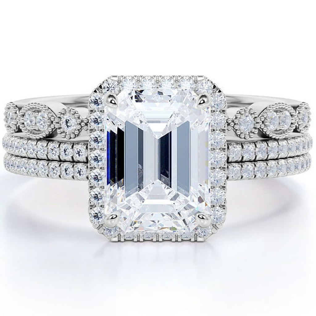 14K White Gold Trio Set Band Ring P904