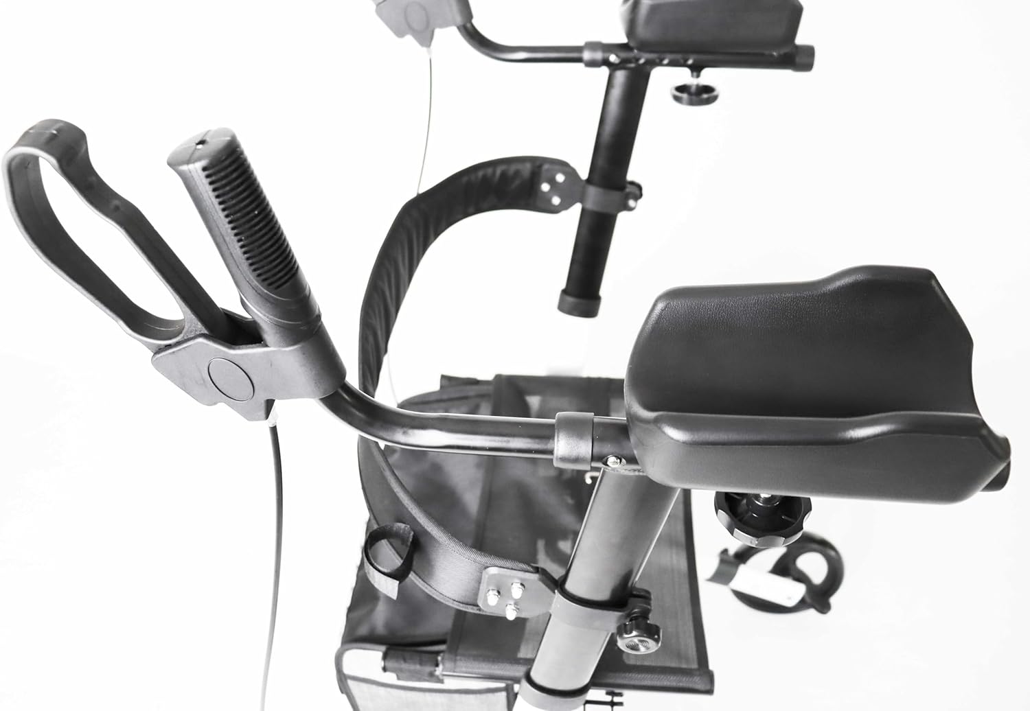 Upright Rollator Walker with Seat and Back Support, Folding Stand Up Walker with Armrest, Adjustable Rolling Walker with Forearm Support J1775