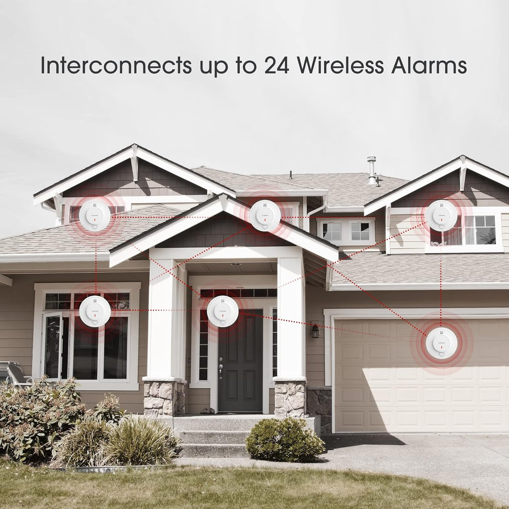 Wireless Interconnected Smoke Detector Fire Alarm, Pack of 6 P412734