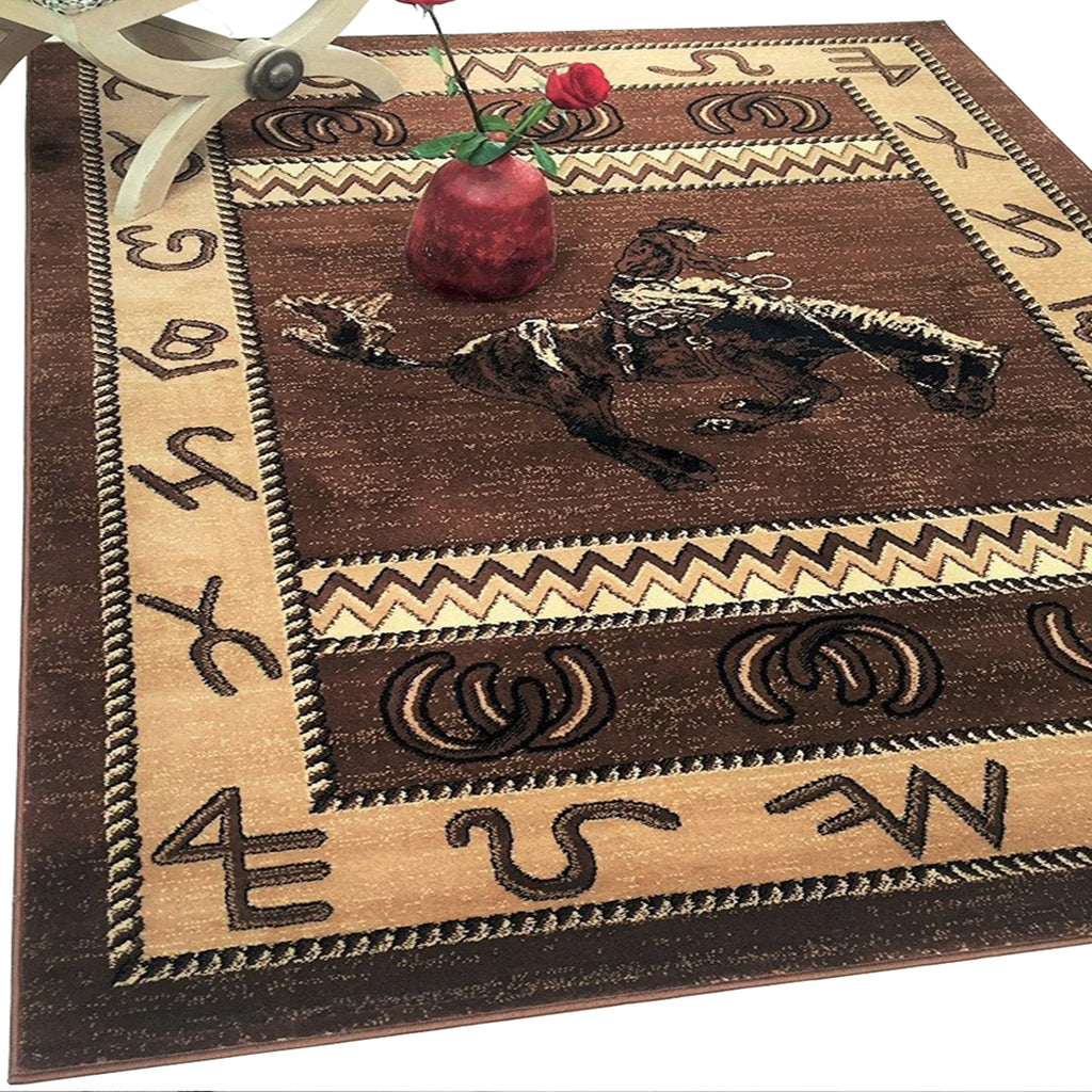 Chocolate Brown/Beige Cabin Area Rug W262162
