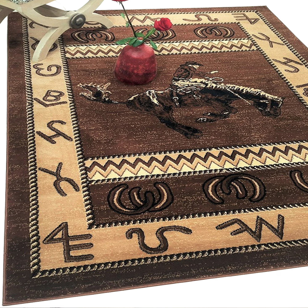 Chocolate Brown/Beige Cabin Area Rug W262162