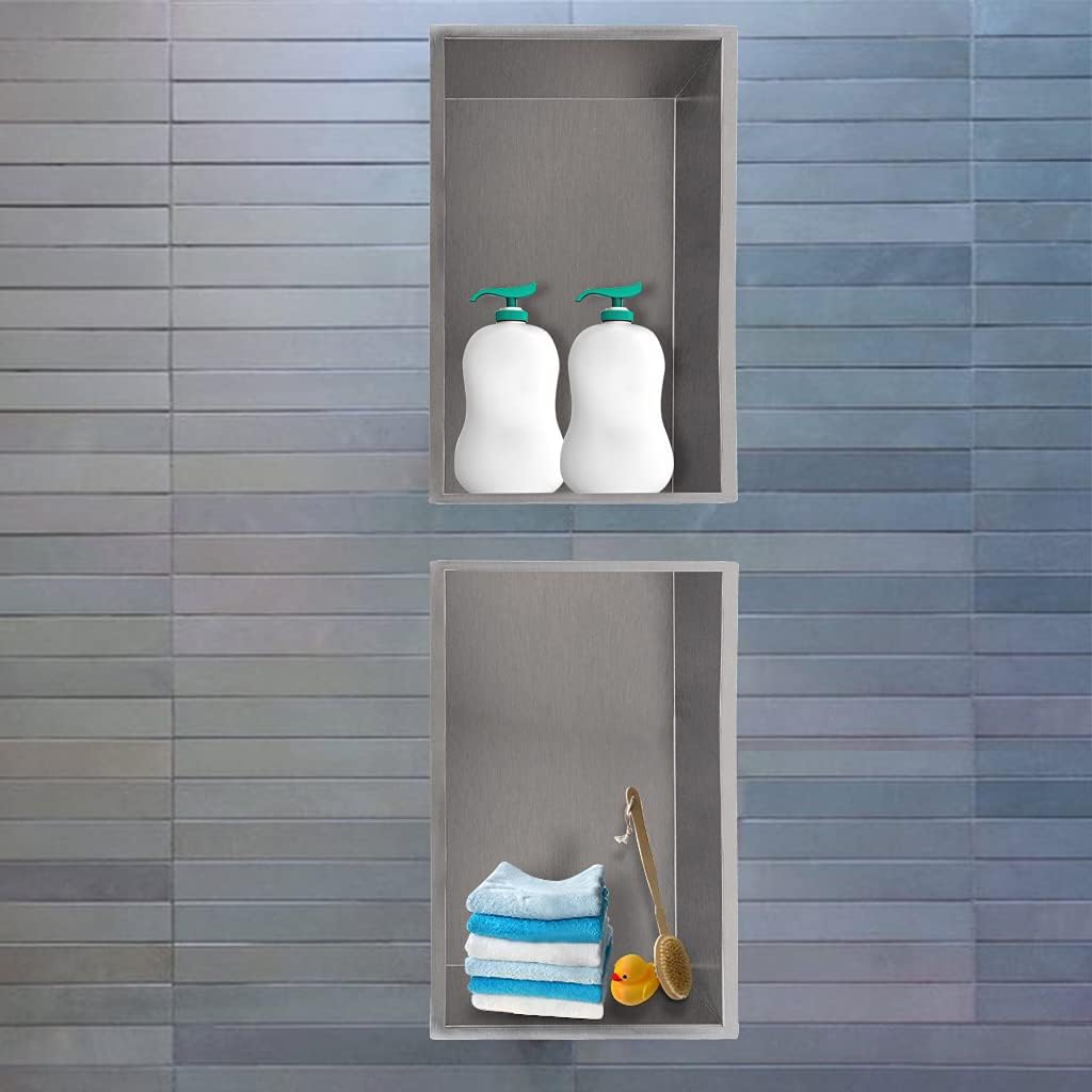 24x12 Brushed Stainless Steel Recessed Shower Shelf B80988