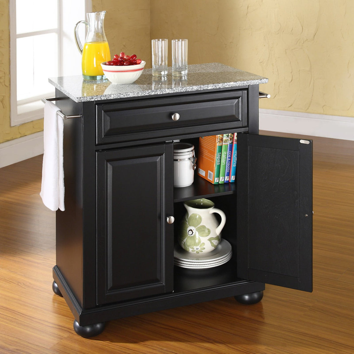 White/Gray Wood Portable Kitchen Island V1479