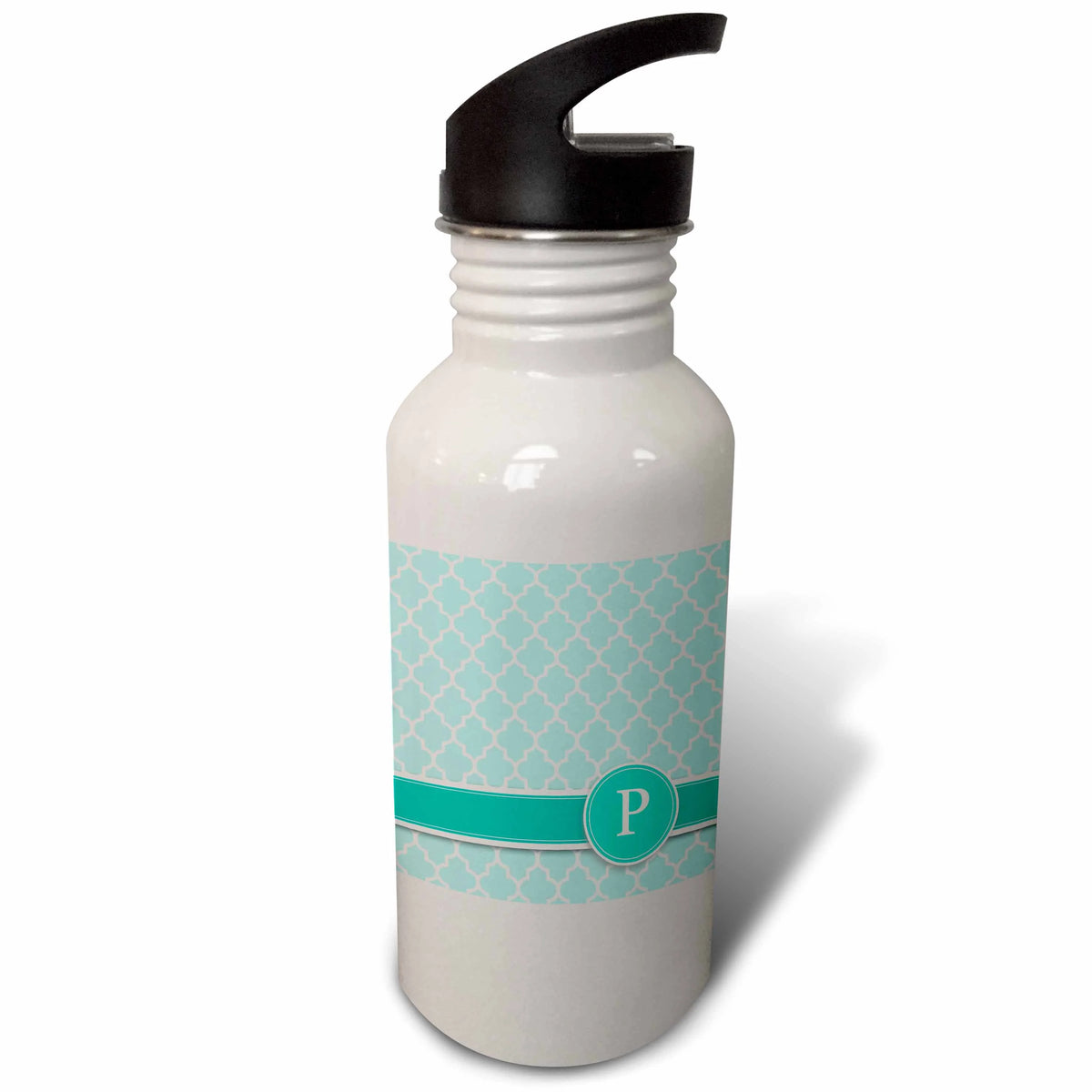 Aqua Blue Quatrefoil Pattern 21 oz Sports Water Bottle C313641
