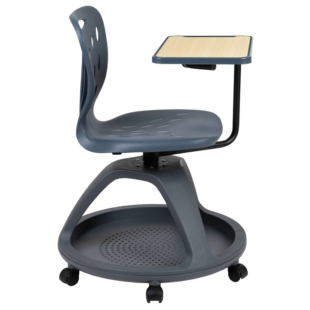 Dark Gray Mobile Desk Chair with Under Seat Storage Cubby B288