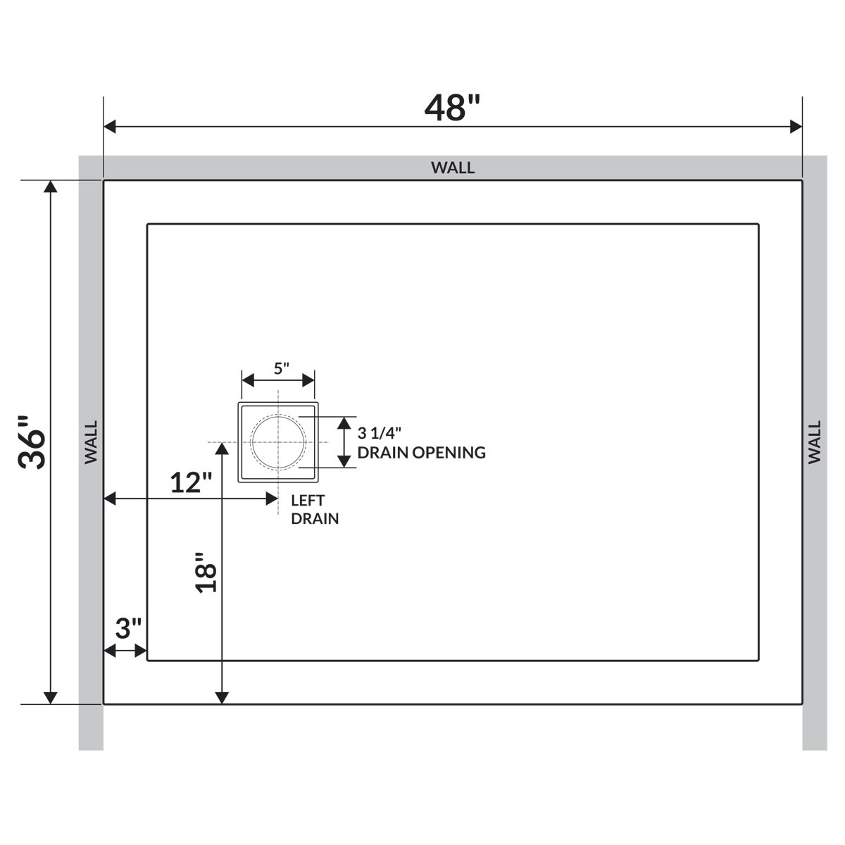 48x22x36x22 Shower Base Pan T329