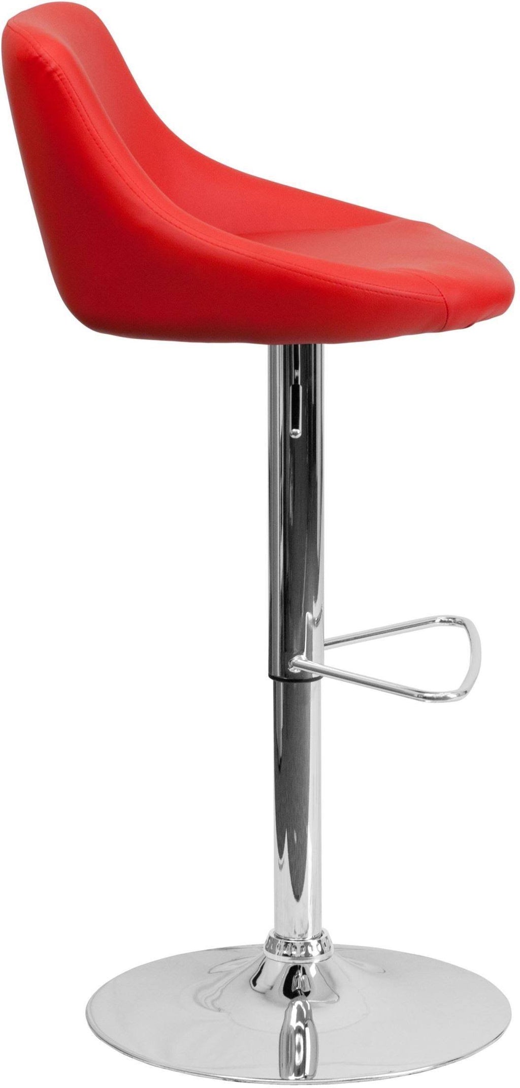 Red Vinyl Bucket Seat Adjustable Height Barstool with Chrome Base A328543