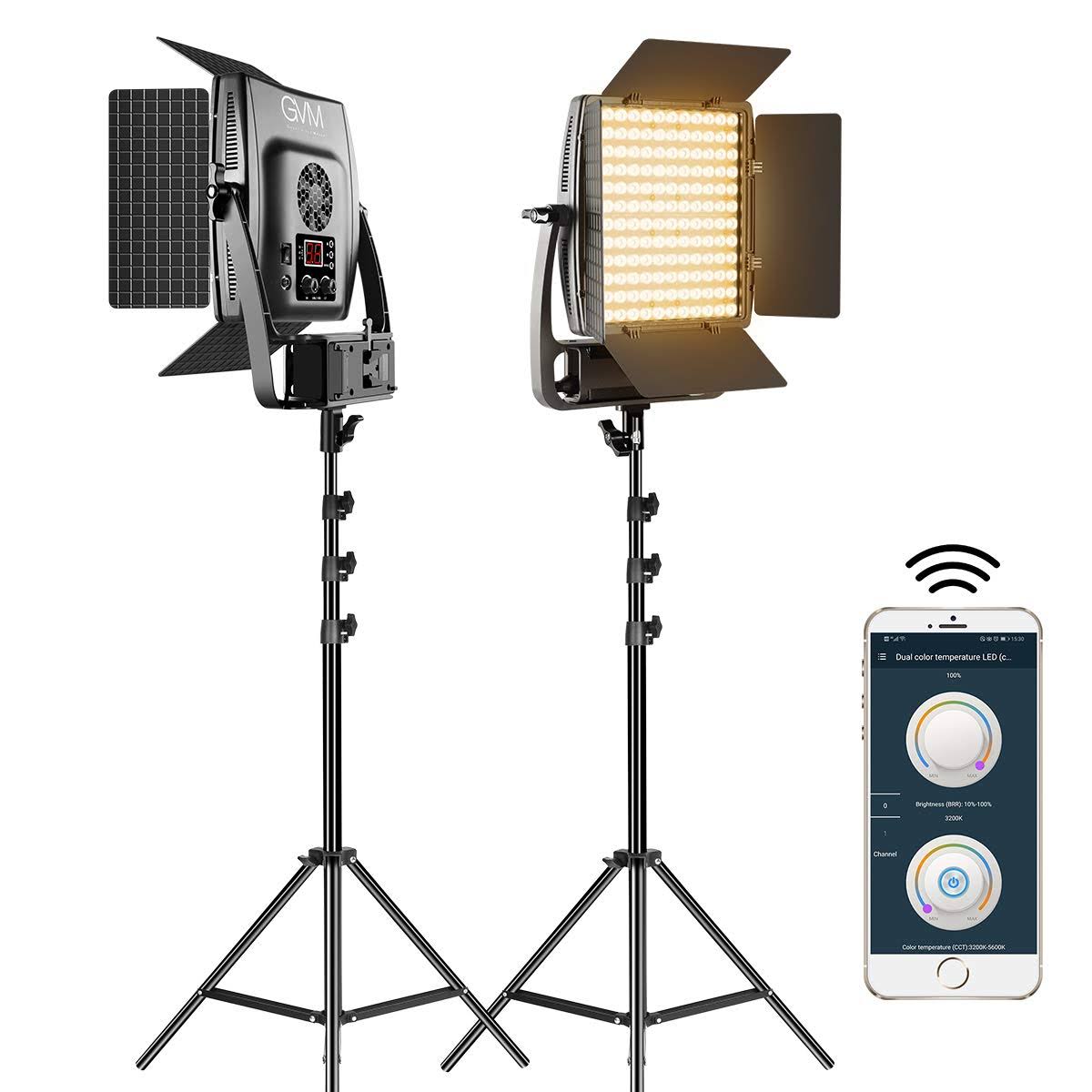 2 Packs 100W Dimmable Bi-Color LED Video Light with Light Stands J108622