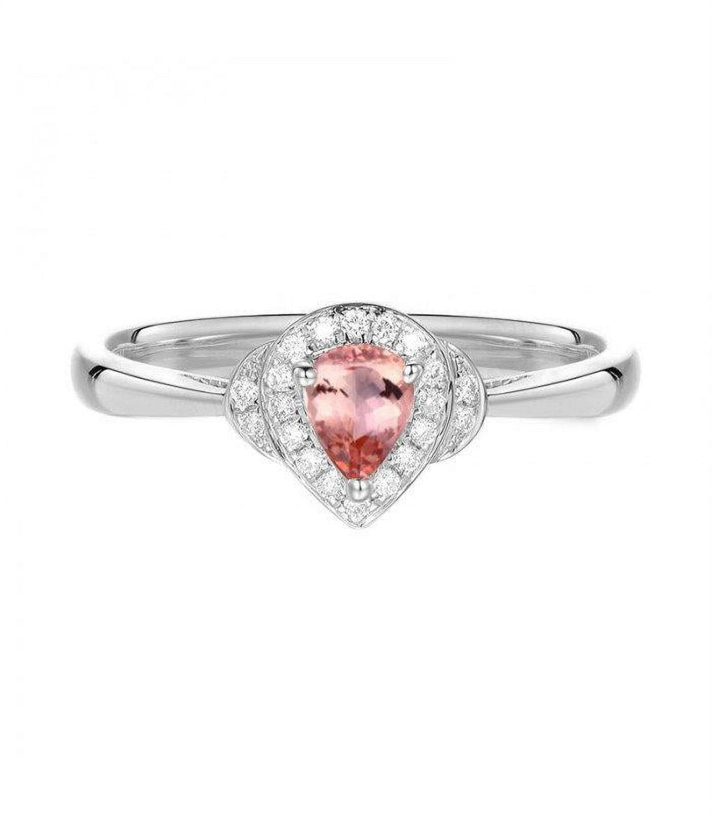 Pear Cut 1.25 Carat Morganite and Diamond Engagement Ring in 14k White Gold F97385