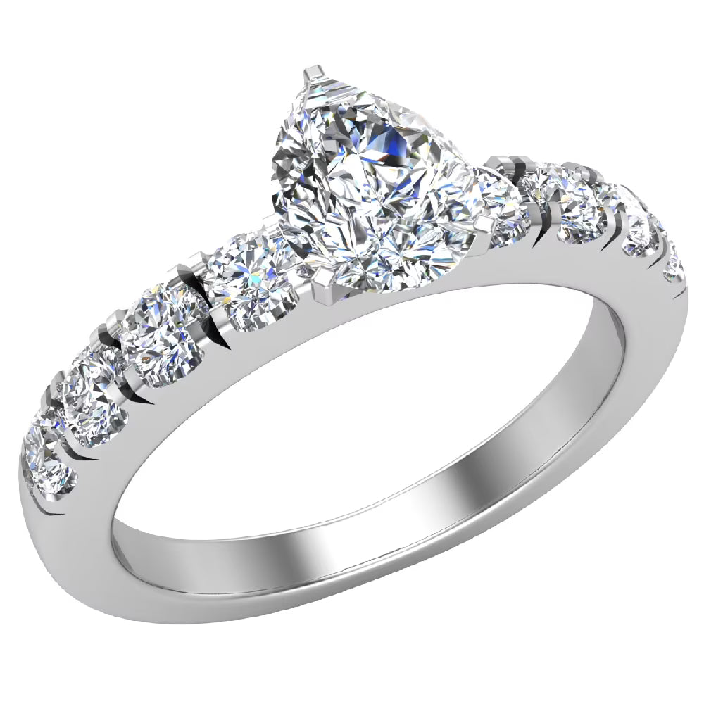 14K White Gold Pear Cut Solitaire Diamond Ring 1.20 Carat Q492