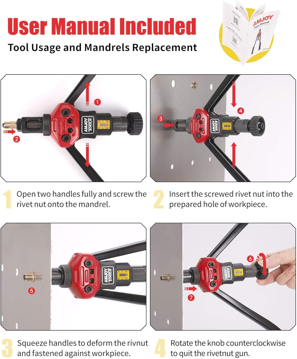 Rivet Nut Tool Set with 8 Mandrels and 80 Rivet Nuts U9317