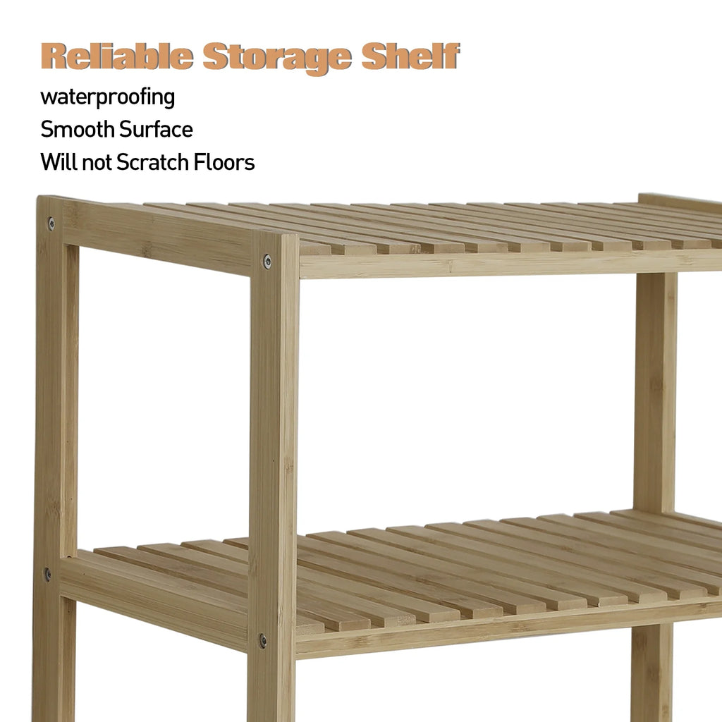 Bamboo Storage Shelf with Display Rack, 23"x10"x27" Natural J735213