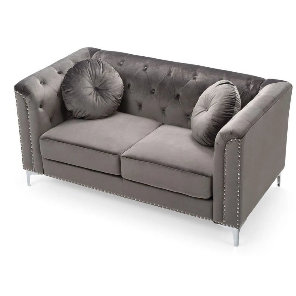 Dark Gray Velvet Sofa and Loveseat 2-Piece Set N840701