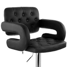 Black Faux Leather Tufted Bar Stool with Chrome Base X6807