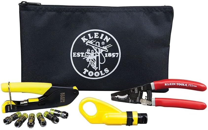 Coax Installation Kit with Crimp Tool, Cable Cutter, Stripper and F Connectors with Storage Bag P8734