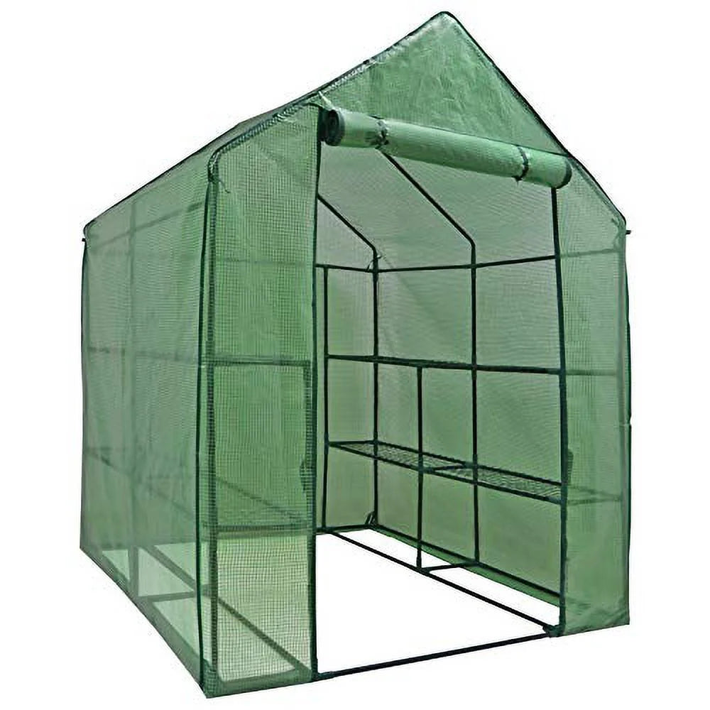 Walk-in Greenhouse with PE Cover and Zipper Door (8 Shelves) E733