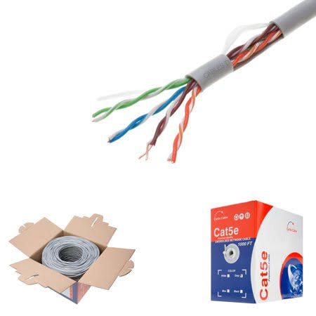 1000ft Cat5e UTP Solid 350MHz Ethernet LAN Cable 24AWG RJ45 Network Wire Bulk Cat5 Gray C671
