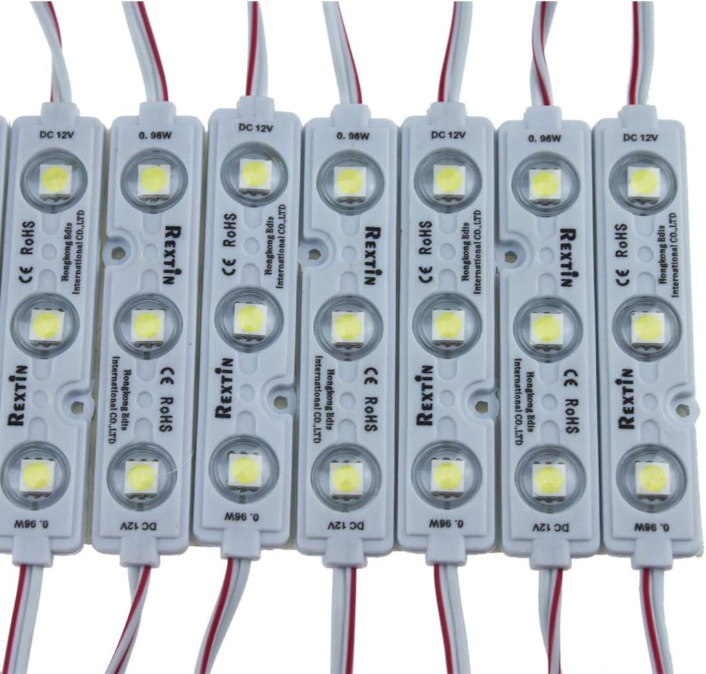 200pcs 3 LED Module White 5050 SMD Waterproof Decorative Light with Tape Adhesive Backside Pack of 2 Y50663