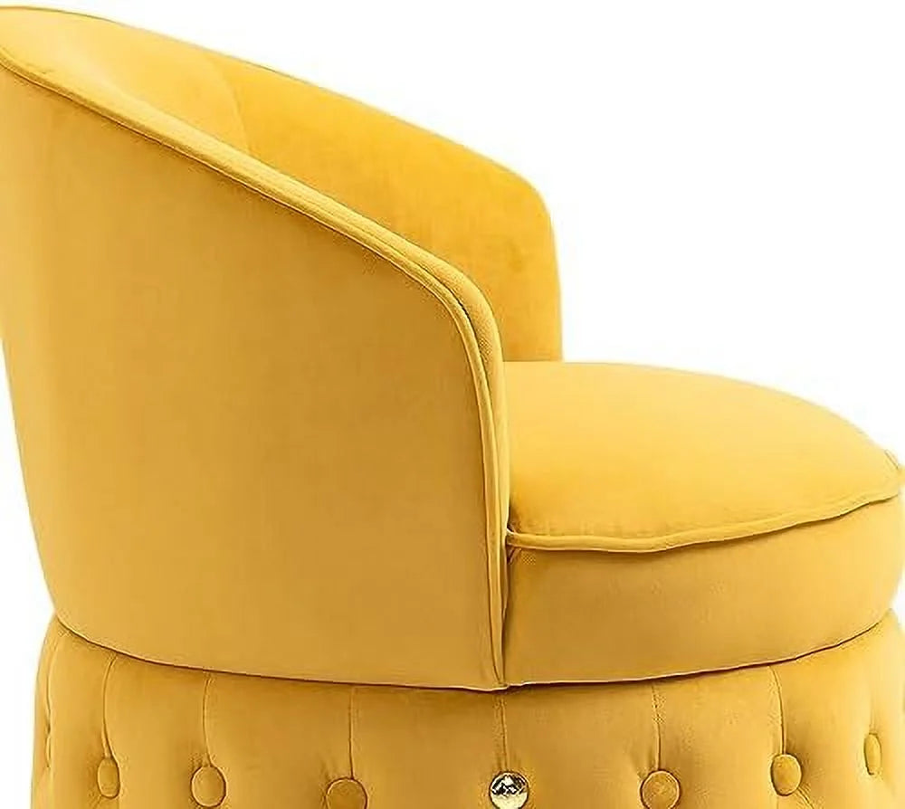 Fluffy Velvet Swivel Barrel Chair with Gold Base M910658