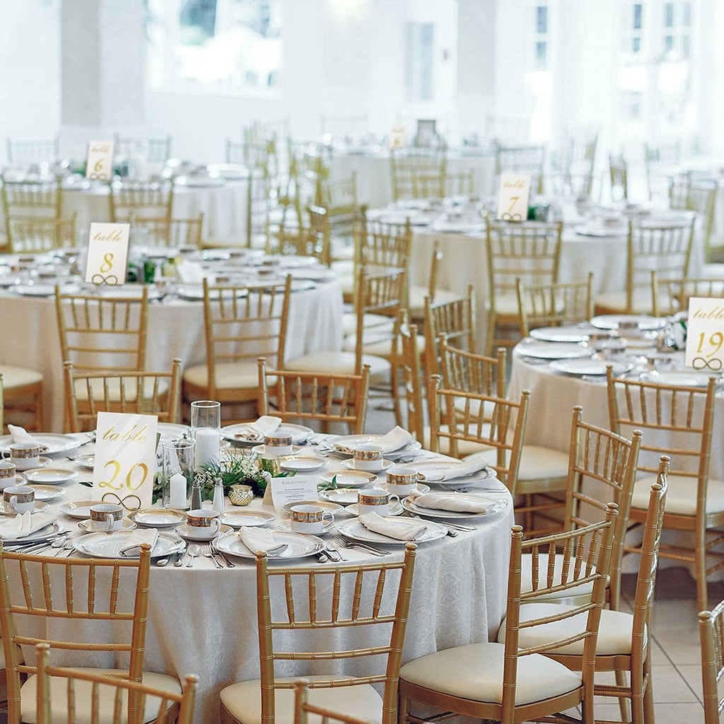4x6 White and Gold Double Sided Table Numbers with Holders E22907