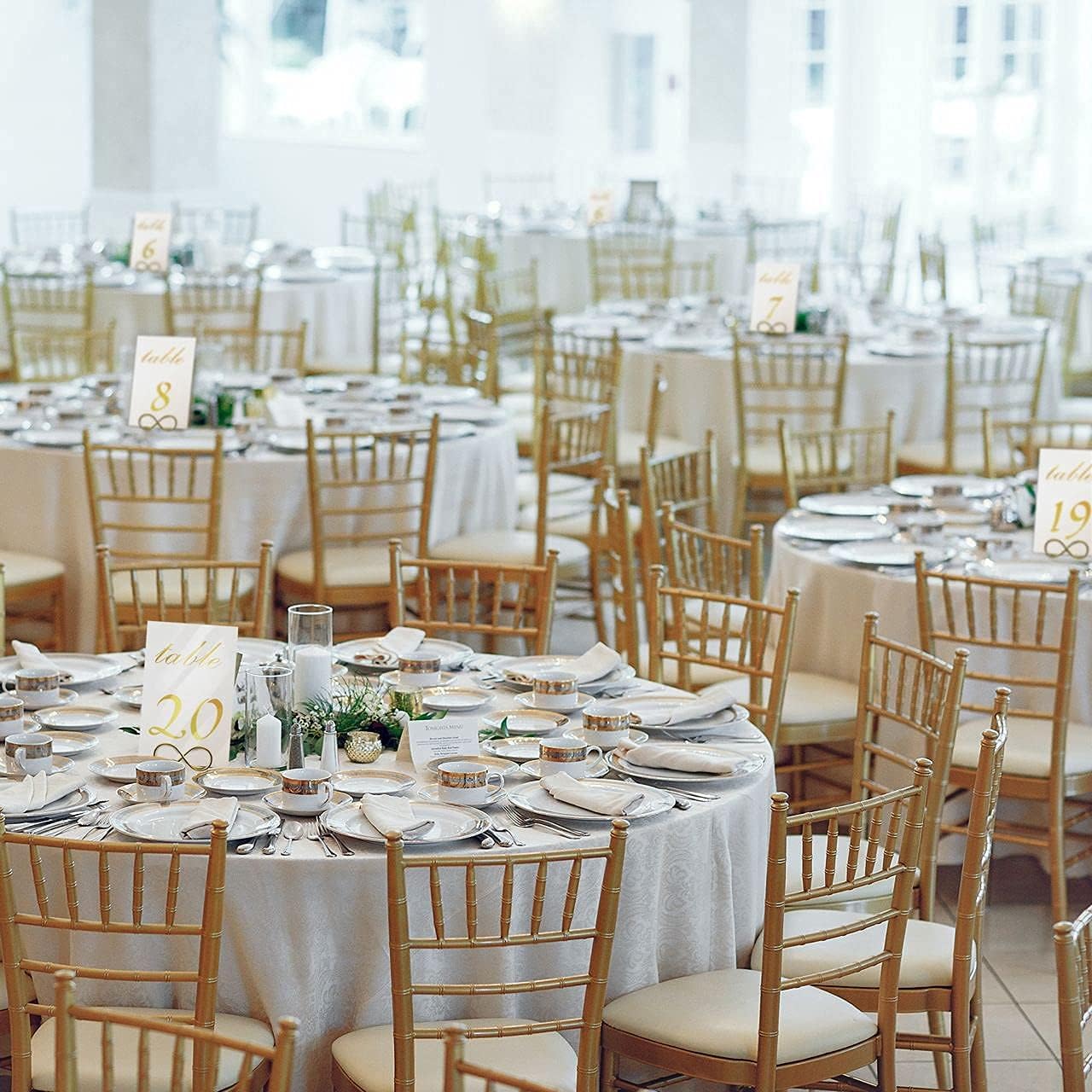 4x6 White and Gold Double Sided Table Numbers with Holders E22907