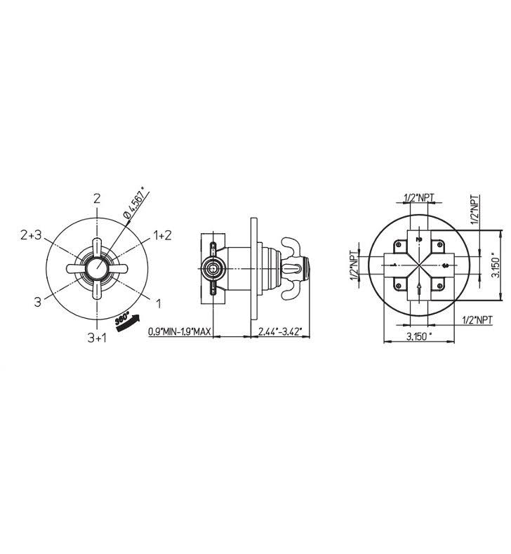3 Way Diverter - Brushed Nickel F96786